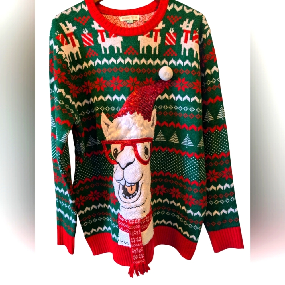NWT Holiday Hype Christmas Llama Sweater Size Large